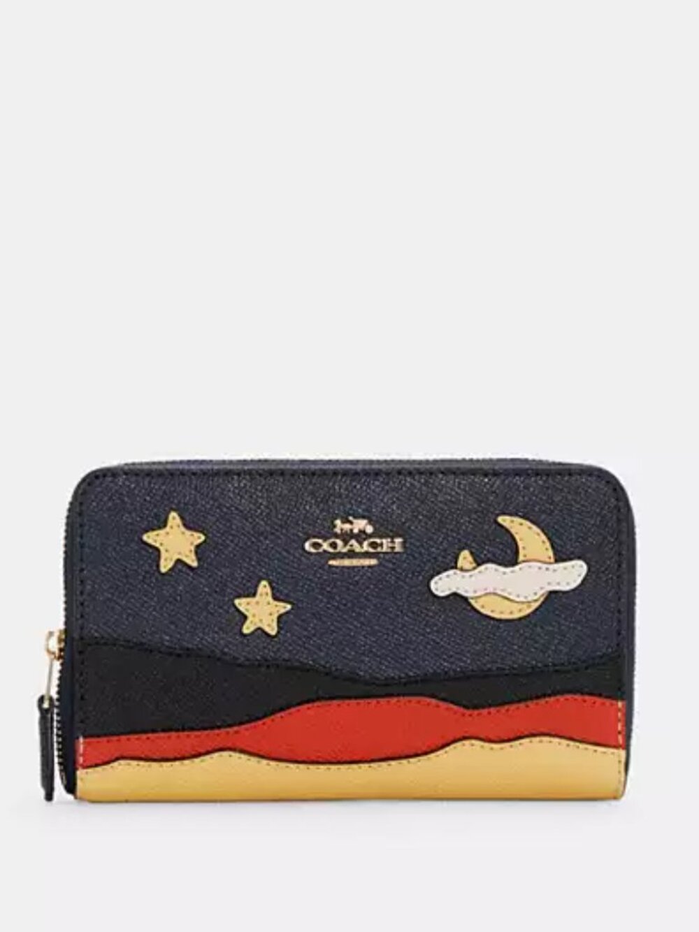 Coach C4533 Medium ID Zip Wallet Motif Night Desert Postcard in Midnight Gold - Picture 2 of 16